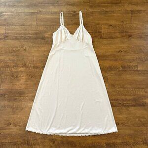 Vintage Shadowline Womens Ivory Lace Trim Babydoll Slip Dress Size 36 MS Nylon